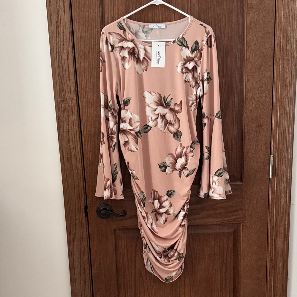 Lush Blush Floral Long Sleeve Dress